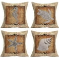 thumbnail image 1 of Vintage Wood Ocean Home Pillow Cover Set of 4 Turtle Starfish Conch Sea Horse Farmhouse Pillows Covers Square Marine Nautical Pillow Cases Cotton Linen for Bed 20x20 Inch(Marine Set), 1 of 6