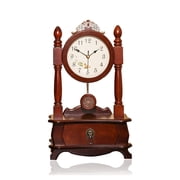 Vintage Wood Pendulum Clock with Chime,Traditional Mantel Clock Battery Operated, Grandfather Clock Decor for Living Room, Office Home