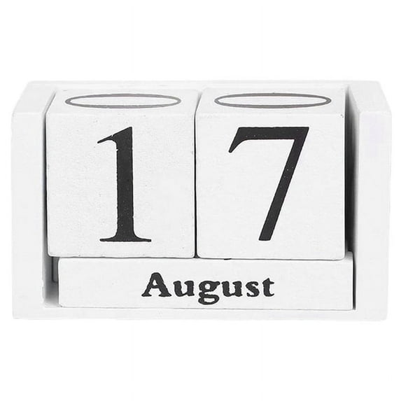 Vintage Wood Perpetual Calendar Shabby Chic Blocks Desktop Calendar Rustic Wooden Squares Calendar Home Office White