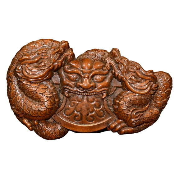 Vintage Wood Wooden Carved Figure Figurine Statue Sculpture Carving Chinese Prosperity Blessing Fortune Power Auspiciousness