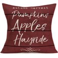 thumbnail image 1 of Vintage Wood Words Throw Pillow Cover Cotton Linen Autumn Harvest Pumpkins Apples Hayride Seasonal Quote Letters Pillow Case Rustic Farmhouse Cotton Linen Cushion Cover for Sofa Couch, 1 of 4
