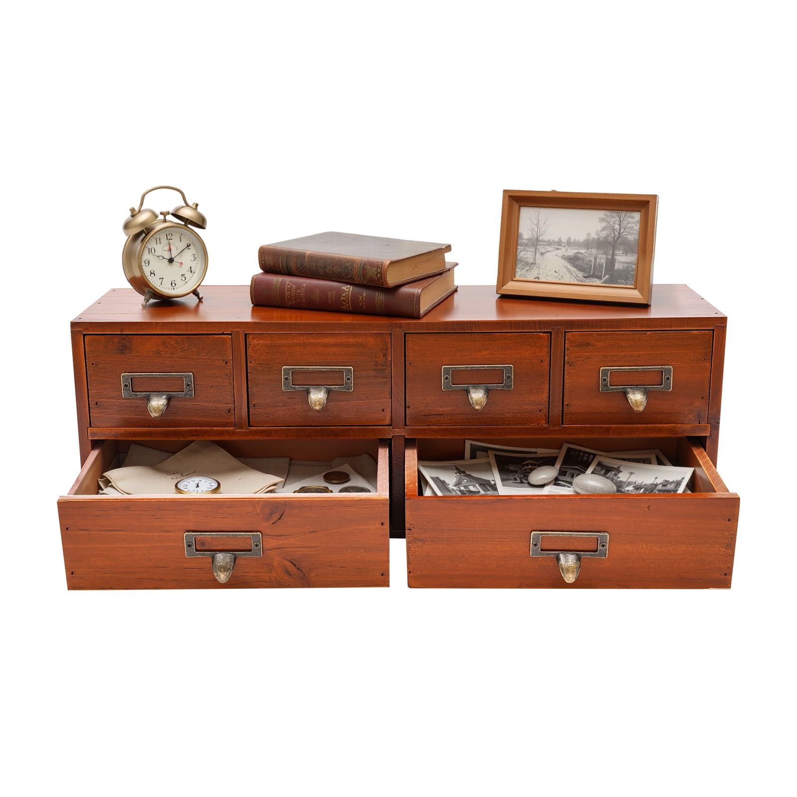 Tabletop Wood Storage Cabinet with 6 Drawers, Desktop Organizer Cabinet ...