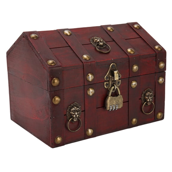 Vintage Wooden Boxes With Lock, Decorative Wooden Storage Box Treasure Jewelry Chest, Decorative Large Wood Box with Lid Wood Box Chest Case Holder Organizer for Jewelry Storage