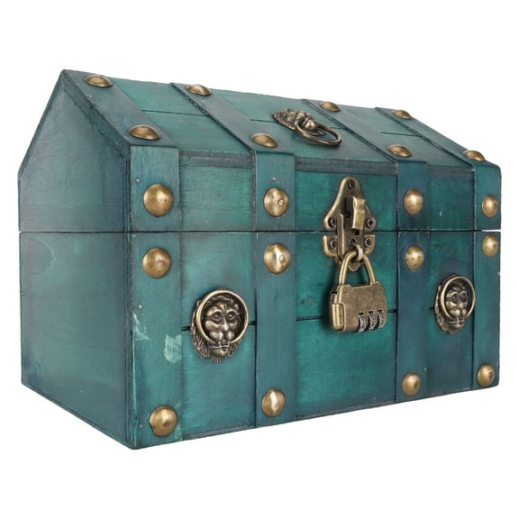 Vintage Wooden Boxes With Lock, Decorative Wooden Storage Box Treasure Jewelry Chest, Decorative Large Wood Box with Lid Wood Box Chest Case Holder Organizer for Jewelry Storage