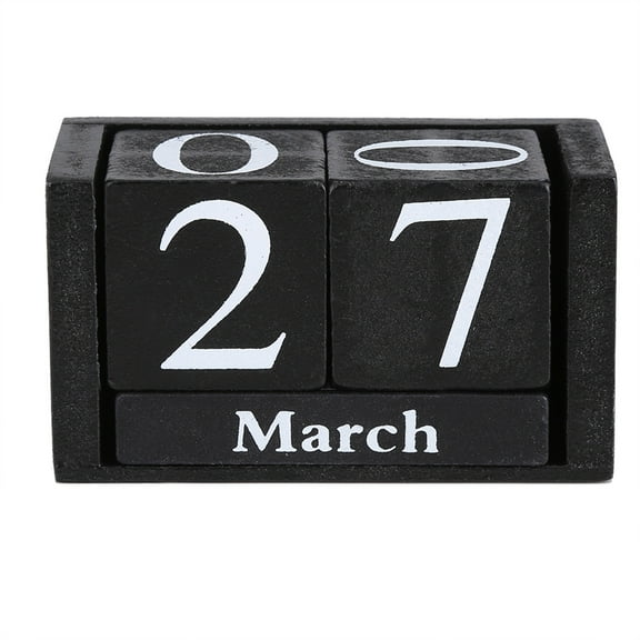 Vintage Wooden Calendar 3.7 X 2.04 X 1.61in Desktop WoodBlock Month Date Display Wooden Block Perpetual Desk Calendar Desktop