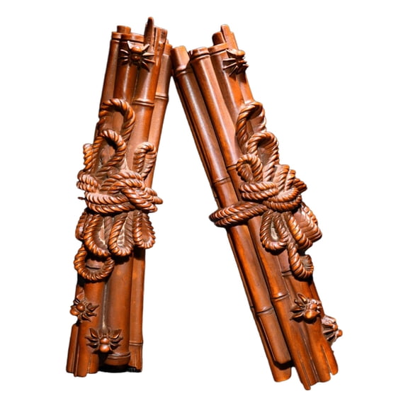 Vintage Wooden Carving Paperweight Carved Bamboo Knot Spider Artisan Desk Craft Stability Harmony Contentment Elegance Tenacity