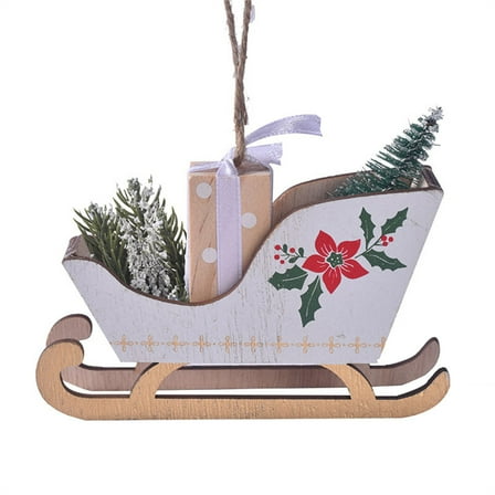 Vintage Wooden Christmas Sled Ornament - Hanging Tree Decoration for Holiday & Kids Gift