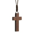 thumbnail image 1 of Vintage Wooden Cross Car Rearview Mirror Pendant, Adjustable Braided Cord Hanging Ornament, interior Auto decor Accessory, Dual-Use Cross Necklace for Vehicle Cab & Daily Wear, 1 of 5
