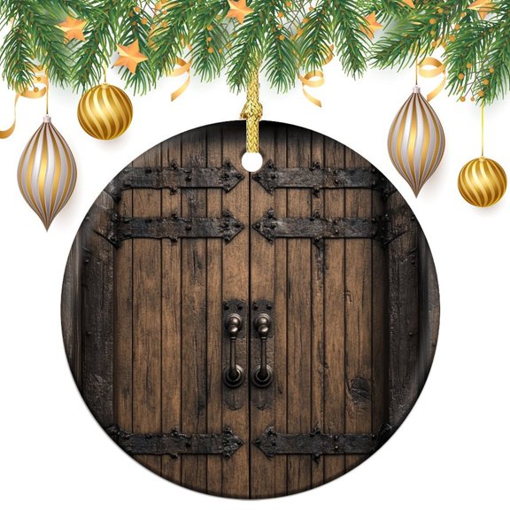 Vintage Wooden Door Ceramics Ornaments Wooden Barn Doors Christmas Ornament Keepsake Xmas Tree Decoration Housewarming Gift