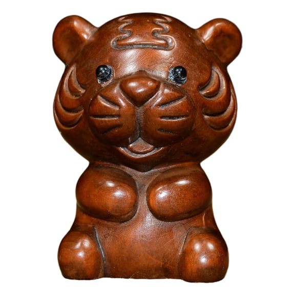 Vintage Wooden Game Chinese Zodiac Figurine Statue Carved Decor Protection Courage Power Fortune Guardian Strength Prosperity