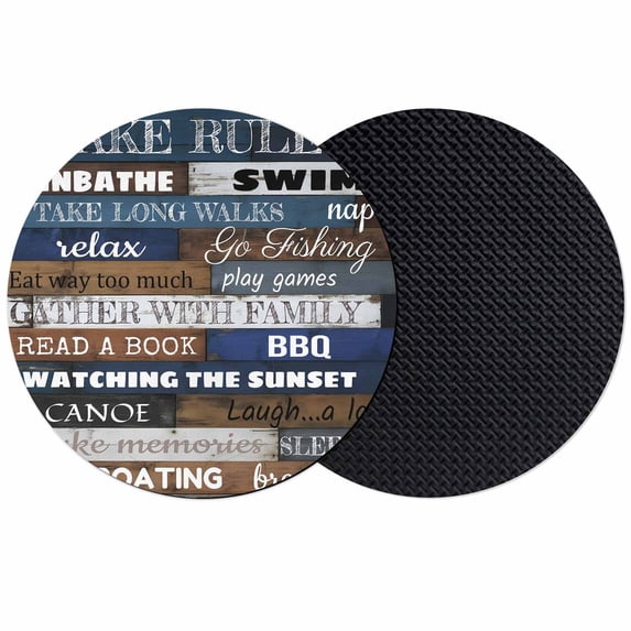 Vintage Wooden Grain Coasters Set of 2, Absorbent Coasters for Drinks, Funny Letters Words Coaster for Desk Coffee Table Protection, Home Decor House Warming Gifts 4"