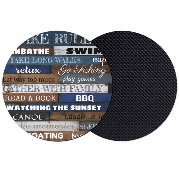 Vintage Wooden Grain Coasters Set of 2, Absorbent Coasters for Drinks, Funny Letters Words Coaster for Desk Coffee Table Protection, Home Decor House Warming Gifts 4"