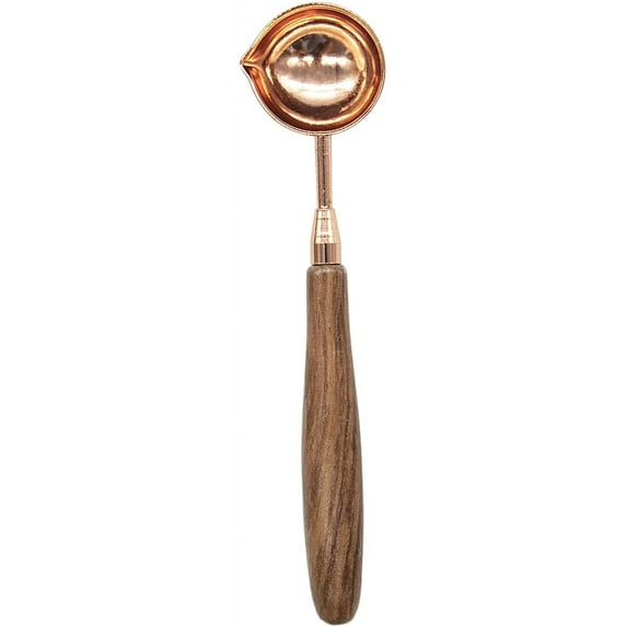Vintage Wooden Handle Copper Wax Sealing Stamp Melting Spoon