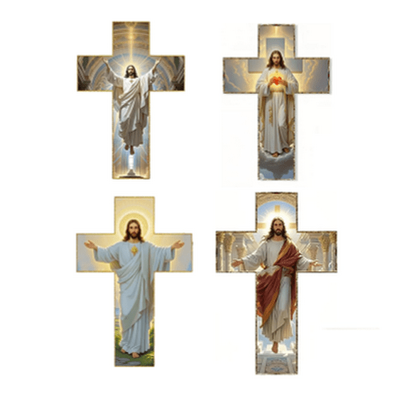 Vintage Wooden Jesus Christ Wall Cross, Catholic Crucifix Wall Cross, Spiritual Christian Art Gift, 12in Handcrafted Religious Home Decor for Living Room, Bedroom, Or Prayer Space(#All)