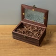 thumbnail image 1 of Vintage Wooden Jewelry Box with Drawers | Desktop Storage Cabinet for Rings Earrings Bracelets | Brown Wood Organizer | 11.81x7.87x1.97in, 1 of 7