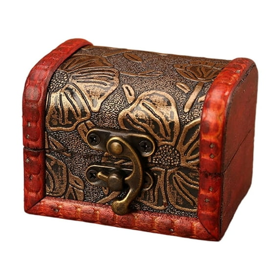 Vintage Wooden Jewelry Boxes, Handmade Decorative Treasure Trinket Chests Storage Organizer, Wood Gift Holder Case Box for Ring Earring Necklace Keepsake Ceremony Women 3.15"