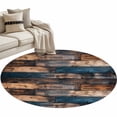 thumbnail image 1 of Vintage Wooden Large Area Rugs for Bedroom Living Room, Soft Non Slip Carpet Bedside Rug, Farmhouse Retro Shabby Wood Round Floor Cover Kitchen Accent Rug 4' for Dining Room/Office, 1 of 9