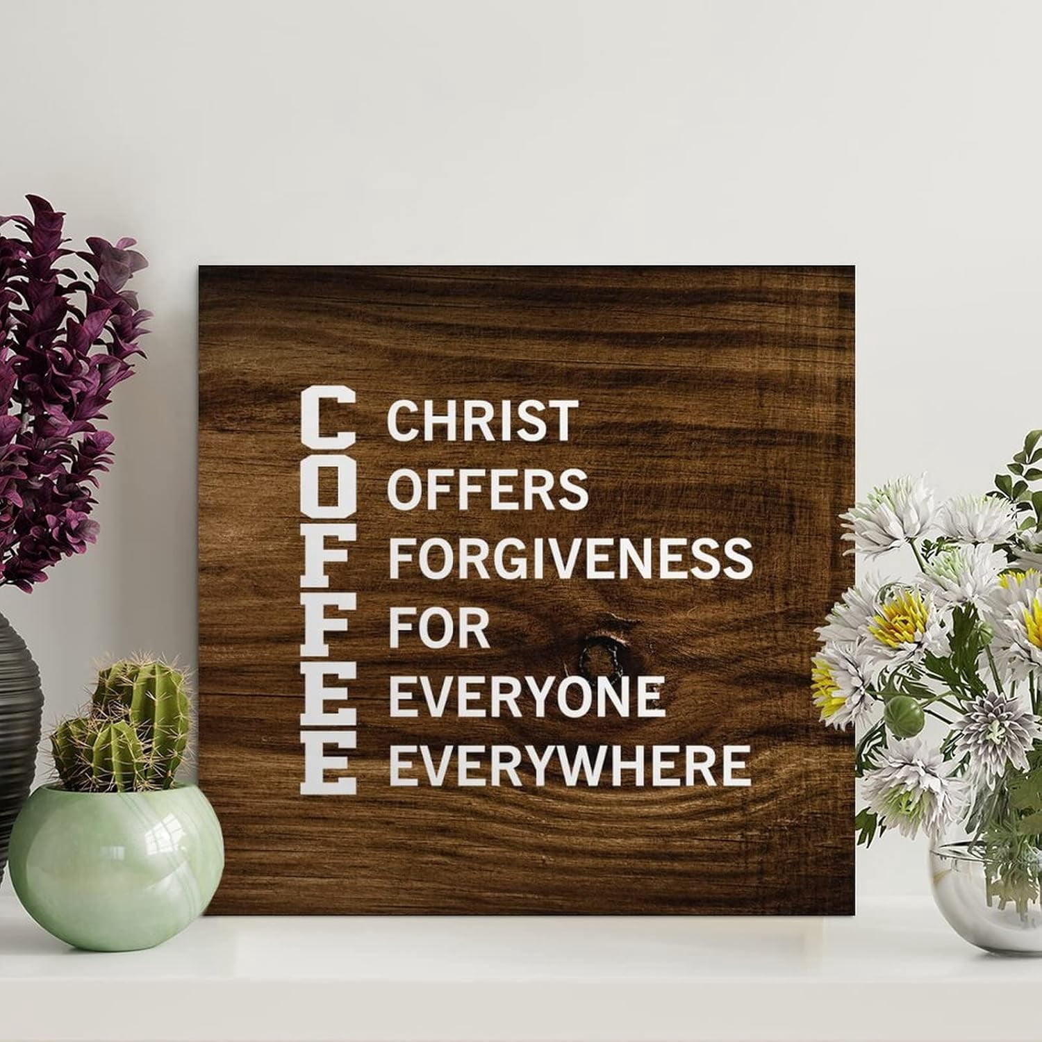 Vintage Wooden Pallet Sign Coffee Christ Offers Forgiveness Wood Signs ...