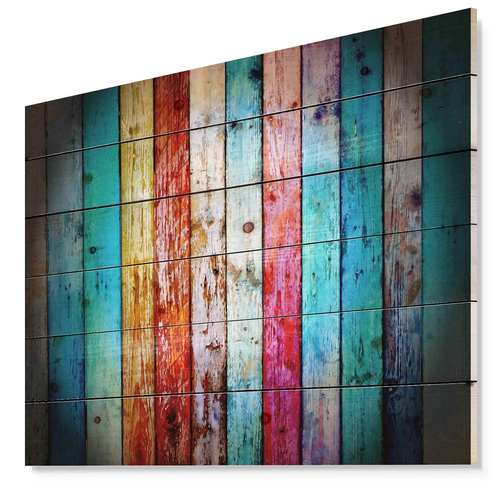 Colorful Multicolor Pine Wood 40" x 30" Wall Art