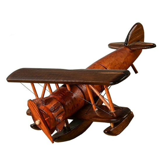 Vintage Wooden Planes Model Biplane Retro Aircraft Statue Toy Home Office Desktop Decoration Collection GUYUTING Spare Part