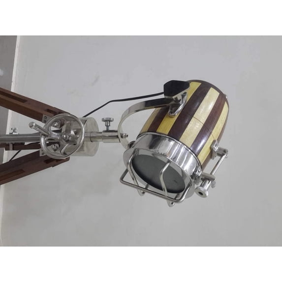 Vintage Wooden Searchlight Marine Floor Lamp,Nautical Spot Studio Light