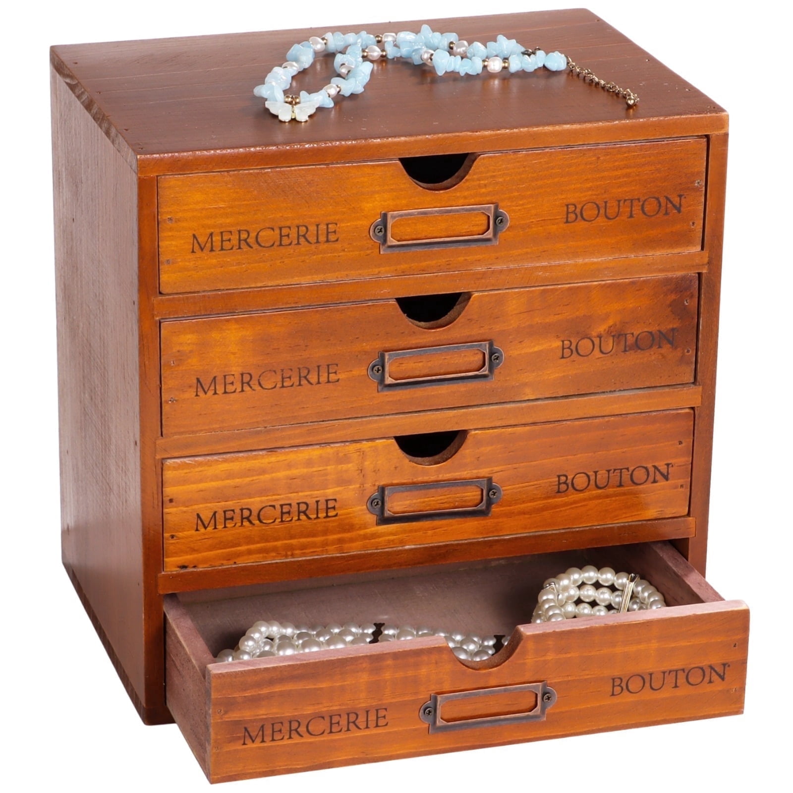 1 PC Wooden Vintage Storage Cabinet - Multi-layer 4-Drawer Storage Box -Storage Filing Cabinet for Workspace, Rustic Sundry Sorting Case for Jewelry, Decorative Storage Case for Home