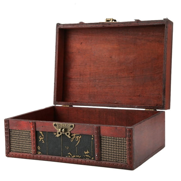 Vintage Wooden Storage Box Antique Old Decorative Storage Organizer Jewelry Treasure Box Organizer With Metal Lock Catch for Woman Gifts Chinese style