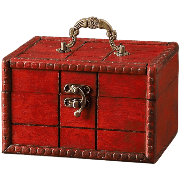 Vintage Wooden Storage Box with Lock, Handmade Decorative Case for Home Organization, Sturdy Retro Chest with Handle for Jewelry Keepsakes Props, Multi Size Options(F)