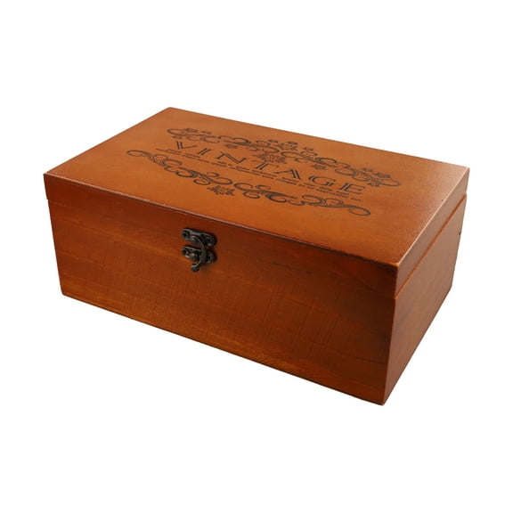 Vintage Wooden Storage Box With Lock For Home Organization,Retro Keepsake Chest For Jewelry Documents Letters,Decorative Organizer For Desk Shelf Bedroom Office(L)