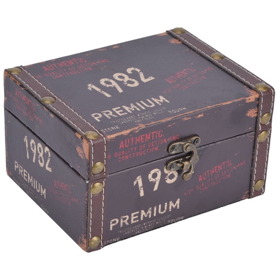 Vintage Wooden Storage Box Retro Decorative Jewelry Organizer Desktop Memory Case 6.3 x 4.9 x 3.5 in / 16 x 12.5 x 9 cm
