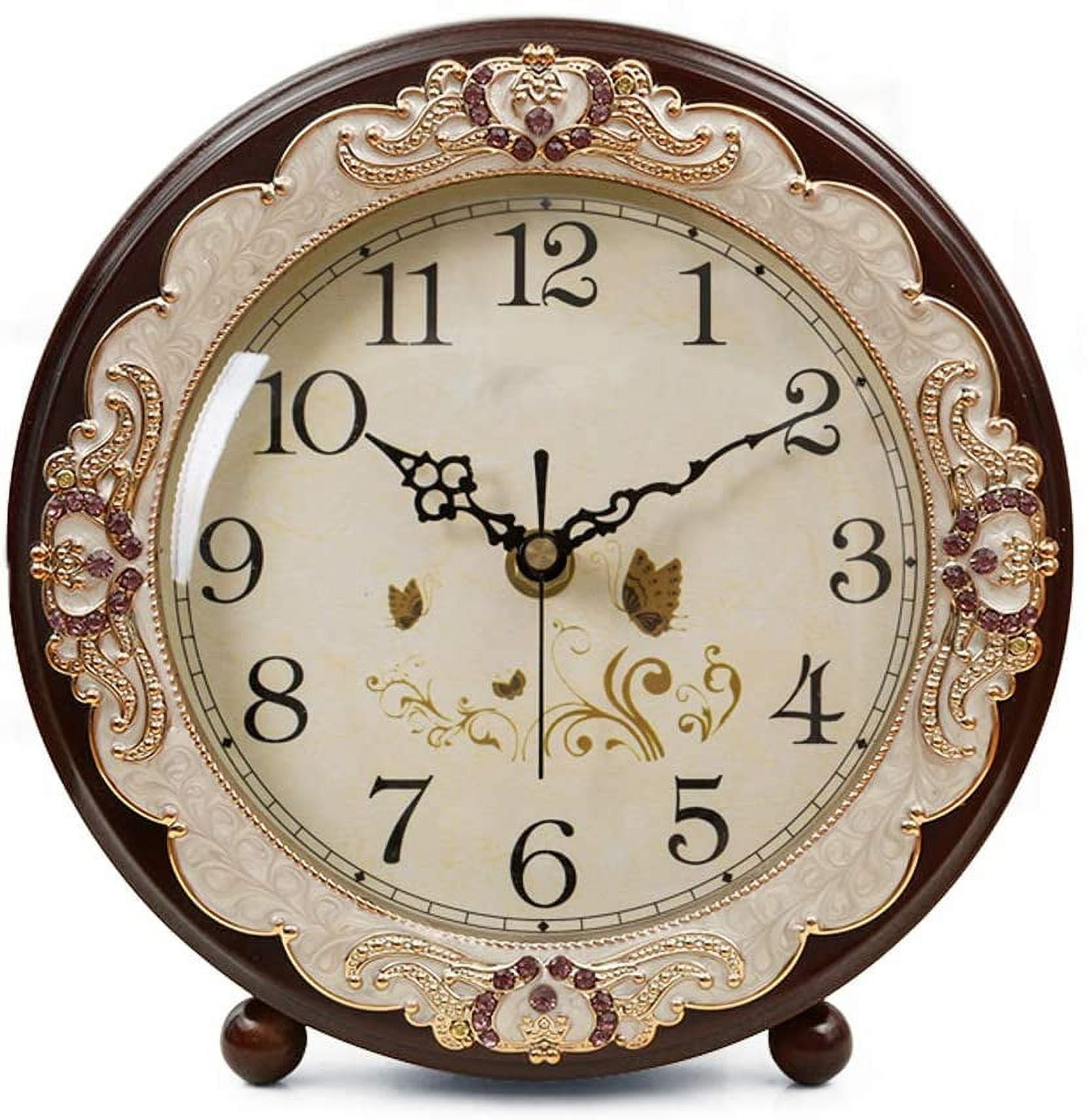 Retro Table Clock Image Vintage Wooden Table Clock, Retro Non-Ticking European Style Beside ...