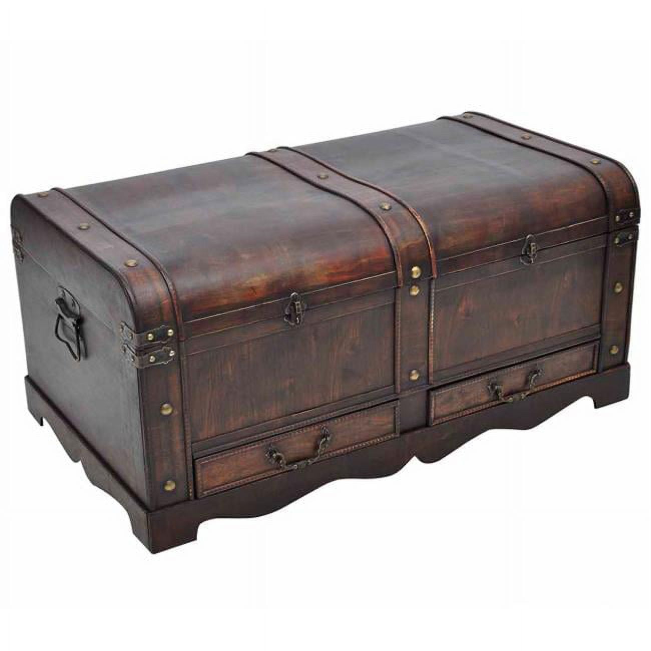 Vintage Wooden Treasure Chest Coffee Table, Brown Large