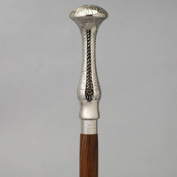 Vintage Wooden Walking Cane Wooden Walking Stick for Seniors Silver Brass Handle Rosewood Brown Shaft Cane Walking Cane for Men and Women