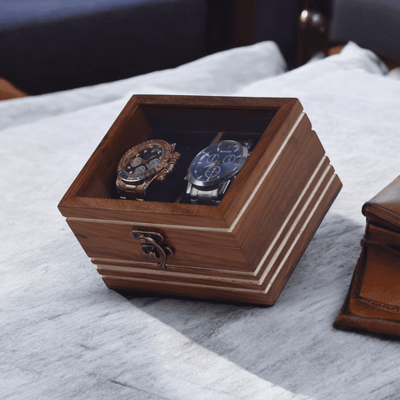 Vintage Wooden Watch Box for Men, Timepiece Storage Organizer, Jewelry Box for Women, Gift for Husband