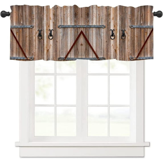 Vintage Wooden Wood Floral Valance Curtains Rustic Rustic Wooden Background Sunflower Floral Kitchen Window Valance 54x18 Inch 1 Panel