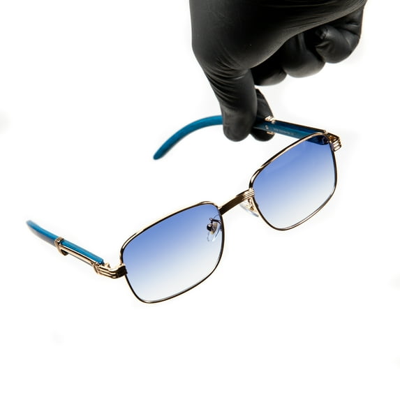 Street Knitted Men's Pilot Gold Plating Sunglasses,Sky Blue