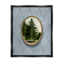 Vintage Woodland Tree View Border Landscape Graphic Art Jet Black Framed Art Print Wall Art