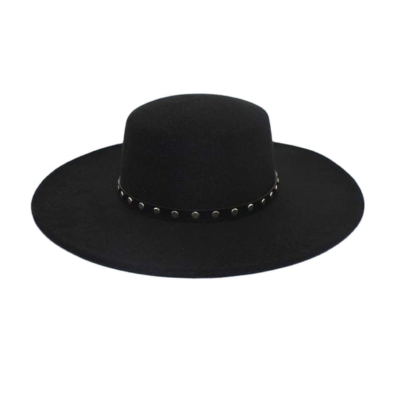 Vintage Wool Fedora Hat, Wide Brim Bucket Cap, Winter formal Headwear, Unisex Thick Warm Retro Hat for Outing Party Gathering Cold Resistant Elegant Fashion Headgear,Black