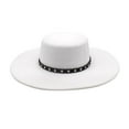 thumbnail image 1 of Vintage Wool Fedora Hat, Wide Brim Bucket Cap, Winter formal Headwear, Unisex Thick Warm Retro Hat for Outing Party Gathering Cold Resistant Elegant Fashion Headgear,White, 1 of 7
