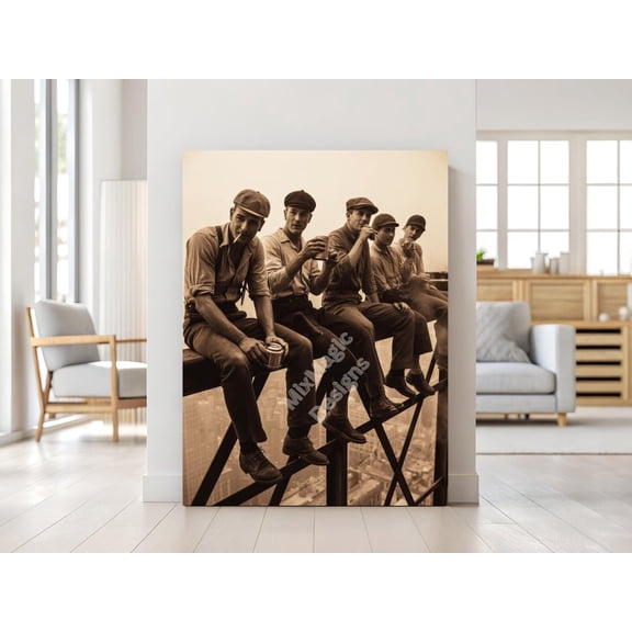 Vintage Worker Poster – 1930S Construction Workers On Steel Beams Historical Wall Art A1 A2 A3 A4 A5, Unframed Poster Size 12x18