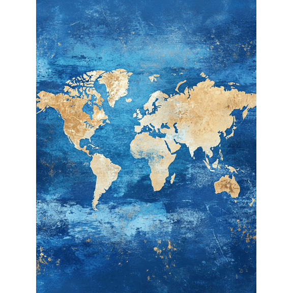 Vintage World Map Canvas Art Print Suitable for Living Room Bedroom Office Study and Hotel Decoration