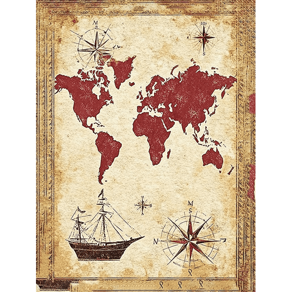 Vintage World Map Canvas Wall Art Perfect for Living Room Bedroom Office Study and Dining Room Decoration.
