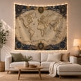 thumbnail image 1 of Vintage World Map With Compass Border, Nostalgic Vintage Style for Travel Lovers, Map Wall Art, Housewarming Gift, Tapestry Wall Hanging for Office, Study Room and Home Library, 1 of 7