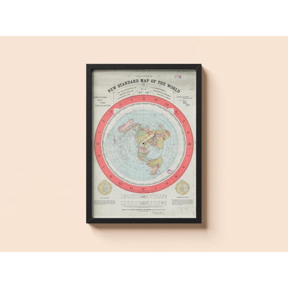 Vintage World Map Gleasons Map Boston Public Library Geography Unframed Paper Print