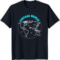 thumbnail image 1 of Vintage World Map Graphic T-Shirt for Men Blue with Bright Blue Print, 1 of 5