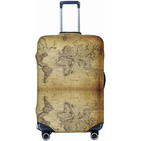 Vintage World Map Luggage Cover Washable Elasticated Luggage Covers for Suitcase tsa Approved Stylish Dust and Scratch Resistant Luggage Case Protector for Kids and Adults -