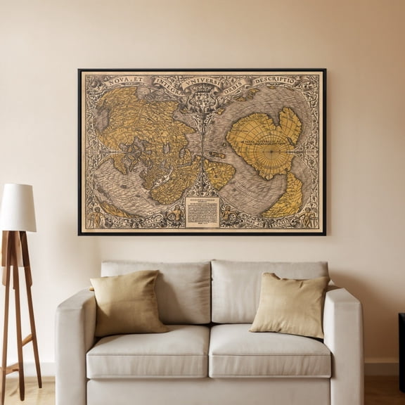 Vintage World Map Poster 1531 Oronce Fine Retro Wall Art, Unframed Poster
