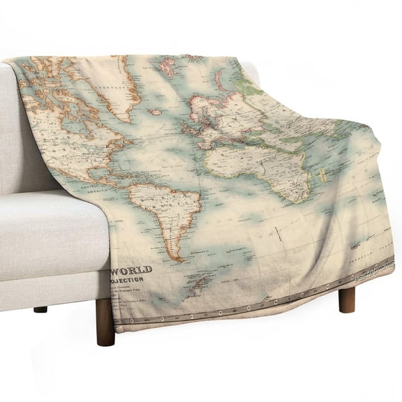 Vintage World Map Print Throw Blanket for Women, Men & Kids - Super Soft Plush Blanket Throw Fleece Blanket Animal Blanket