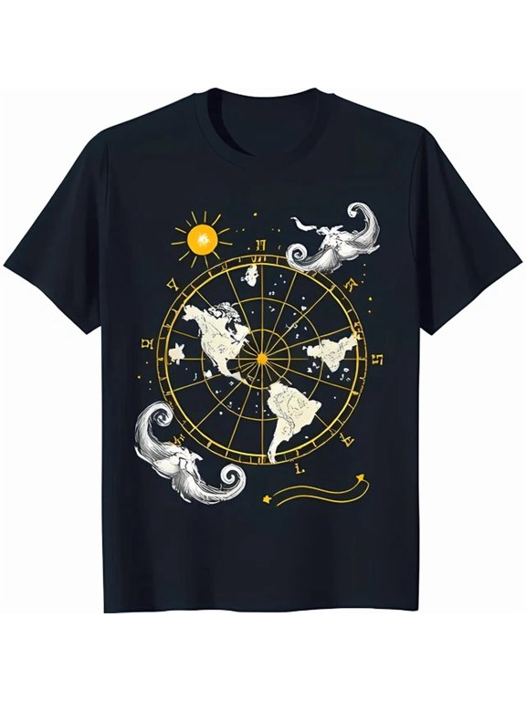 Vintage World Map T-Shirt Design Dark Blue Graphic Tee