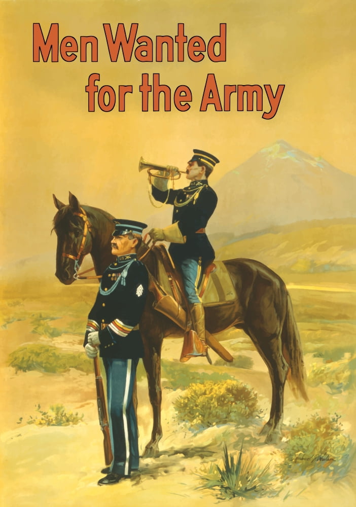 Vintage World War I poster featuring two soldiers Canvas Art - John ParrotStocktrek Images (12 x 17)